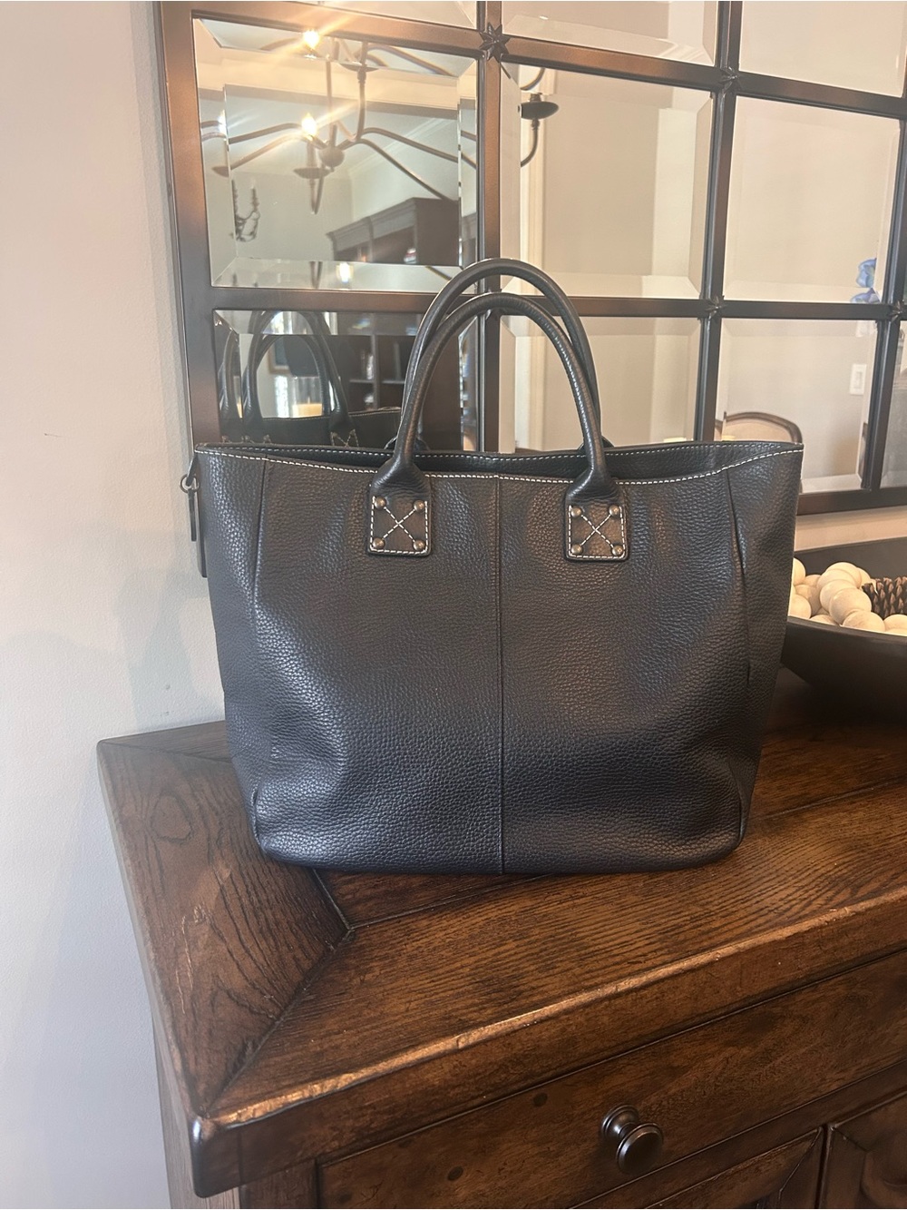 Gap Y2K black pebble leather tote bag